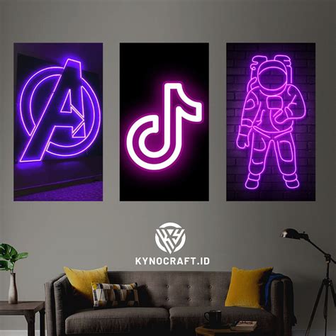 Jual Poster Aesthetic Purple Neon Hiasan Dinding Kayu Walldecor Shopee Indonesia