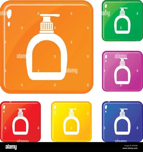 Bottle With Liquid Soap Icons Set Vector Color Stock Vector Image Art