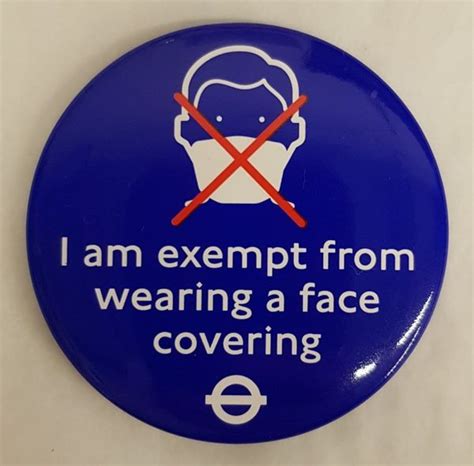 Badge Face Mask Exemption Badge 2020 London Transport Museum