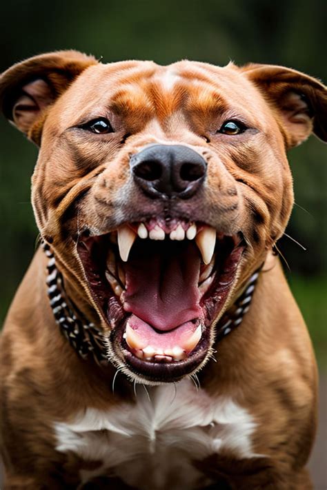 An Angry Pitbull Dog Baring His Fangs By Yacine Bold Playground