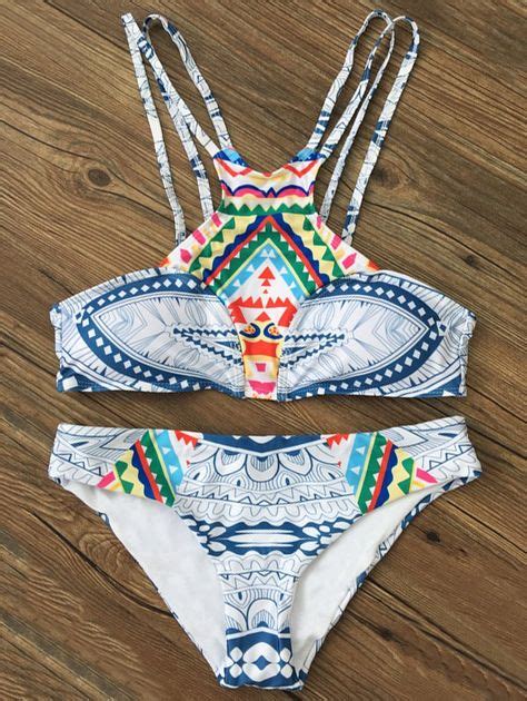 Spaghetti Strap Printed Bikini Colormix S Bikinis Strappy Bikini