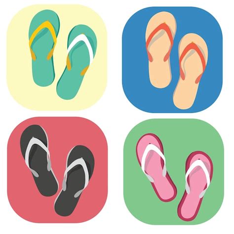 Premium Vector Flip Flops Flat Vector Set Colorful Flip Flops