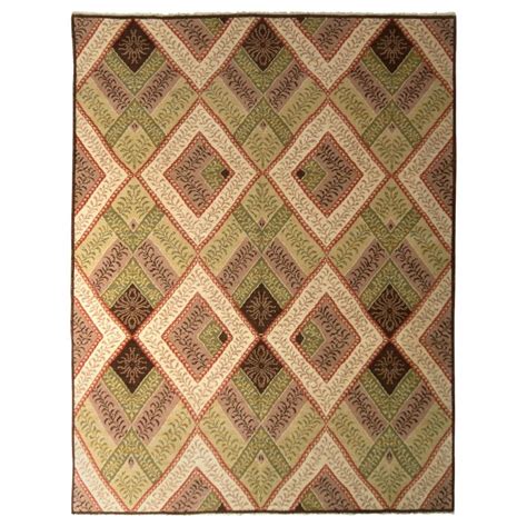 Hand Knotted Vintage French Country Rug in Green All-Over Pattern by Rug and Kilim For Sale at ...