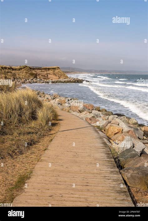 Montrose Beach With Waves Coming In Montrose Angus Scotland Uk