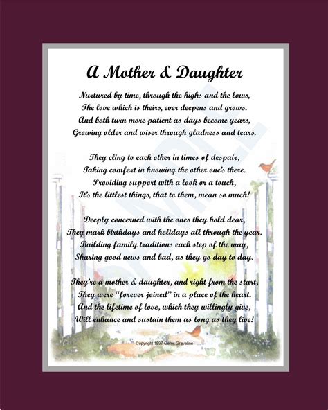 Mother Daughter Poem DIGITAL DOWNLOAD Mother Daughter Gift - Etsy