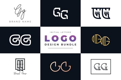 Set of collection Initial Letters GG Logo Design. 2979686 Vector Art at ...