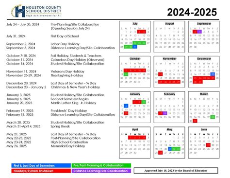 Houston County Schools Calendar 2024-2025 in PDF