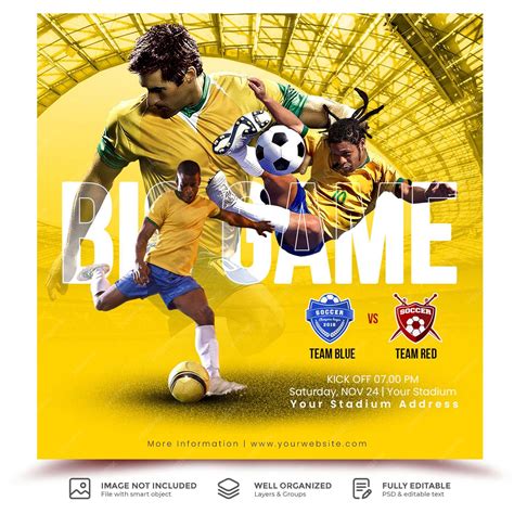 Premium PSD | Football soccer match schedule flyer or banner social