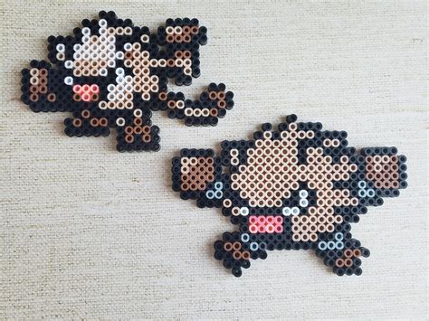 Set Of 2 Mankey Evolution Perler Bead Magnets Etsy