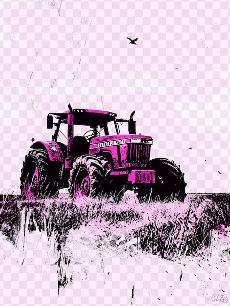 Premium PSD A Pink Tractor With A Purple Paint Job On It