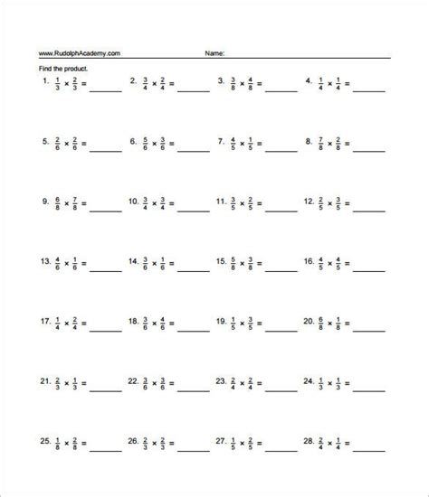 Multiplying Fractions Worksheet Template Mt Home Arts