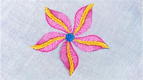 Hand Embroidery Easy Flower Designmodern Flower Embroidery Modern Hand