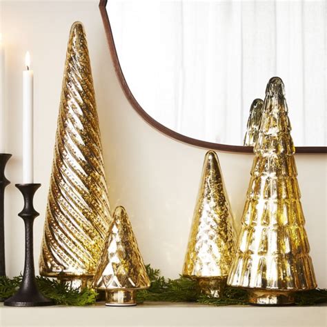 Shop Antiqued Glass Gold Trees Set Of 4 Turned On Or Left Off This Set Of Battery Operated