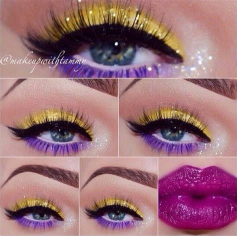 Yellow And Purple Ombre With Dark Lip Yellow Eye Makeup Eye Makeup Yellow Eyeshadow