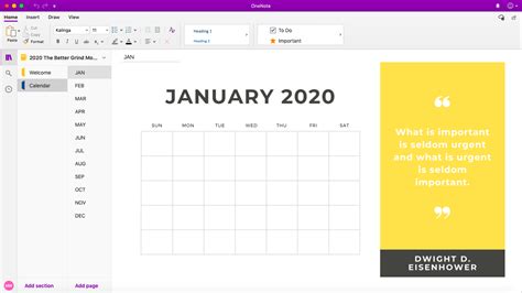 Free OneNote Calendar Template - The Better Grind in 2021 | Onenote calendar, Calendar template ...