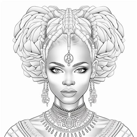 A Black And White Drawing Of A Woman With Braid Hair Generative Ai