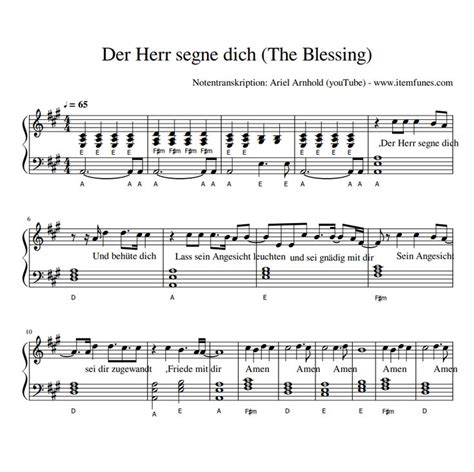 Der Herr Segne Dich Blessing Christliche Noten Akkorde Texte In