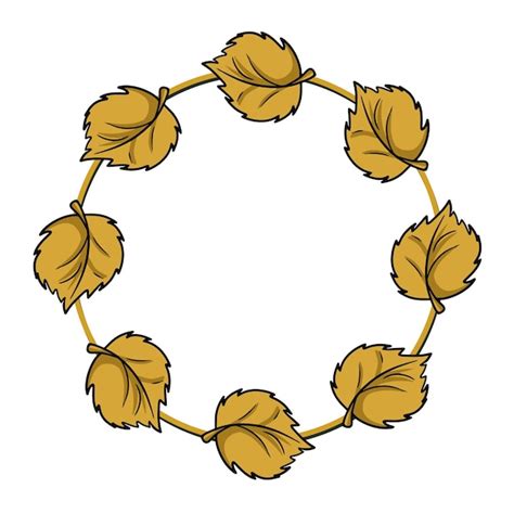 Feuille D automne Jaune Orange à Cadre Rond D un Dessin Animé De