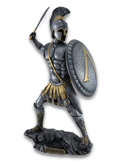 Veronese Design Spartan Warrior With Sword And Hoplite Shield Statue