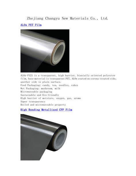 High Bonding Metallized Cpp Film