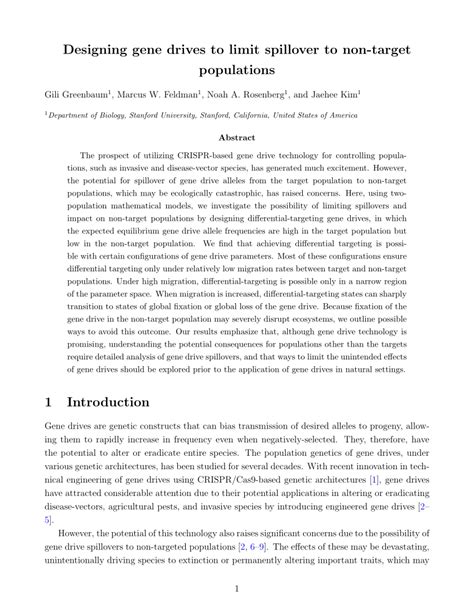 Pdf Designing Gene Drives To Limit Spillover To Non Target Populations