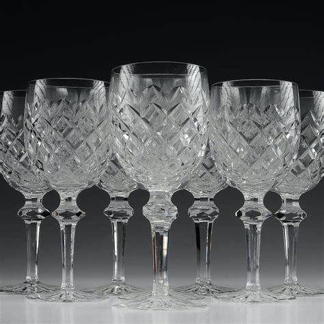 Set Of Eight Powerscourt By Waterford Crystal Water Goblets Ebth