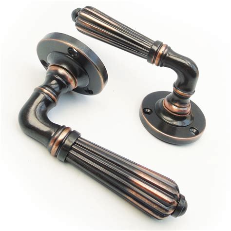 Regency Style Reeded Lever Door Handles Oil Rubbed Bronze Effect Jonesandgrey