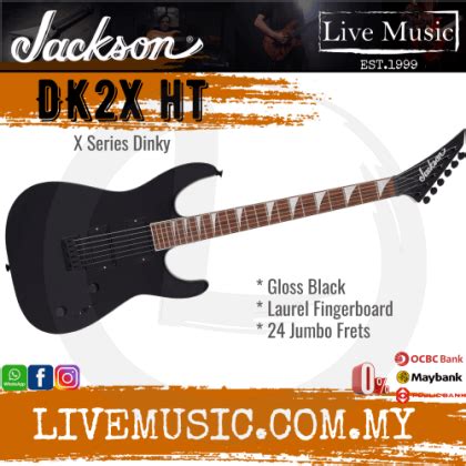 Jackson X Series Dinky DK2X HT Electric Guitar Laurel FB Gloss Black