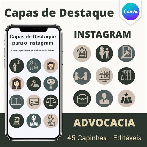 Pack Canvas Advocacia Capas Destaques Para Instagram Elo7