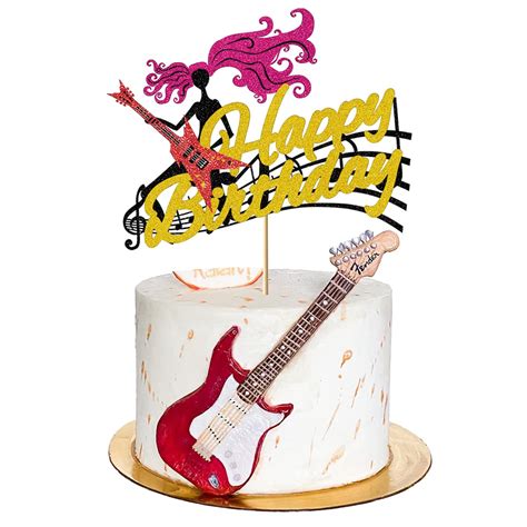 Buy Guitar Cake Topper Rock And Roll Theme Cake Decorations Sign