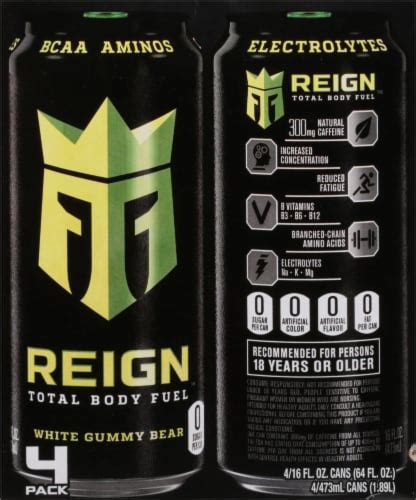 Reign White Gummy Bear Total Body Fuel 4 Pk 16 Fl Oz Kroger