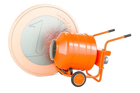 Mezclador de cemento con representación 3d de monedas de euro Foto