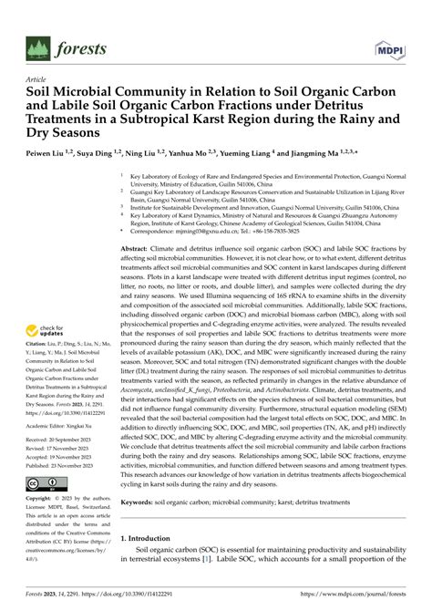 Pdf Soil Microbial Community In Relation To Soil Organic Carbon And