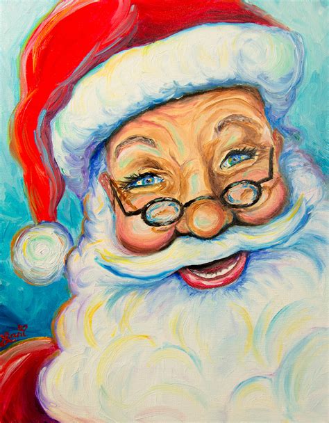 Santa Oil On Canvas Painting Lani Woods