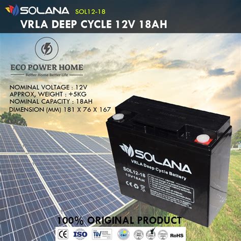 Jual SOLANA VRLA DEEP CYCLE 12V 18AH AKI KERING DRY ACCU BATTERY