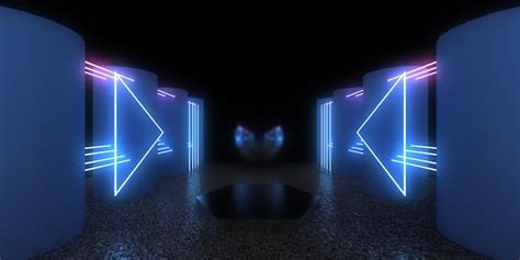 Fondo abstracto 3d con luces de neón túnel de neón construcción