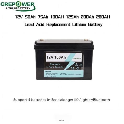 12V 50ah 75ah 125ah Warranty 6000 Cycles Life LiFePO4 Solar Lithium