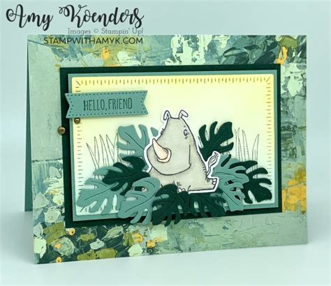 Stampin Up Rhino Ready Hello Friend Card Stamp With Amy K