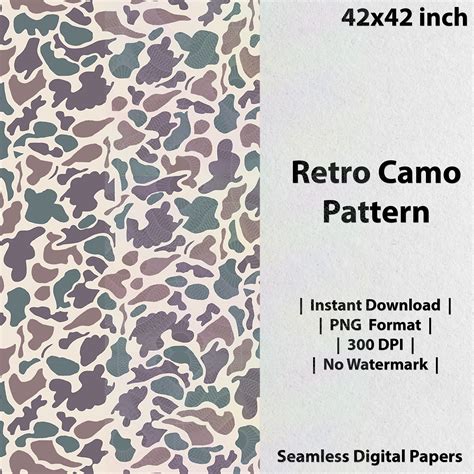 Vintage Camo Digital Paper Camouflage Duck Hunting Patterns Pintable