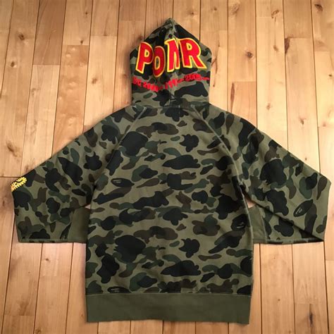 1st Camo Green シャーク パーカー Mサイズ Shark Full Zip Hoodie A Bathing Ape Bape エイプ ベイプ アベイシングエイプ 迷彩 Ponr