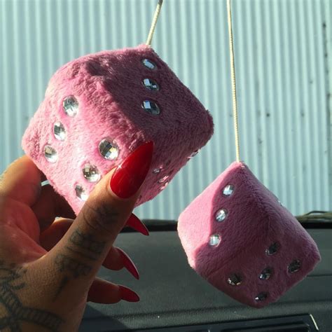 Pink Fuzzy Dice For Car - CARXH