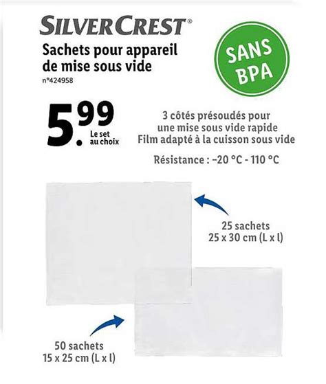 Promo Sachets Pour Appareil De Mise Sous Vide Silver Crest Chez Lidl