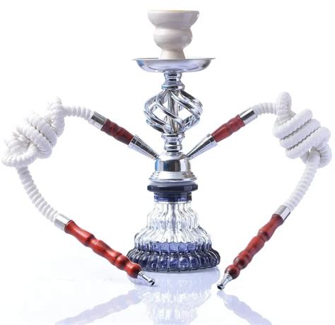 Wholesale Arab Stem Glass Vase Set With Double Hookah Shisha Bong Water Pipe Bowl Hose