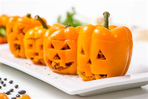 Jack O Lantern Chicken And Rice Stuffed Peppers Recipe Stuffed