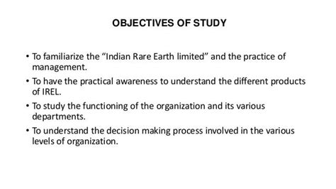 Moncy Organiations Study At Indian Rare Earth Limited