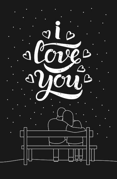 Premium Vector Romantic Silhouette Of Loving Couple Sit On A Bench