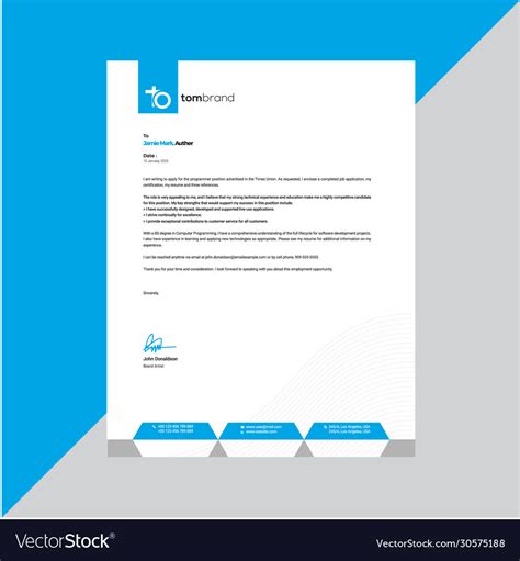 Elegant Black Blue Letterhead Template Design Vector Image