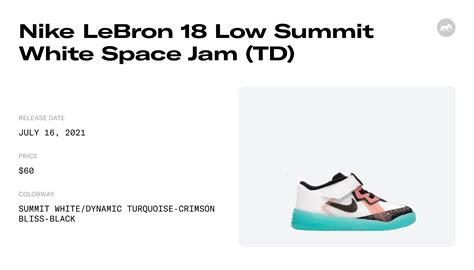 Nike LeBron 18 Low Summit White Space Jam (TD) - DJ3762-115 Raffles and ...