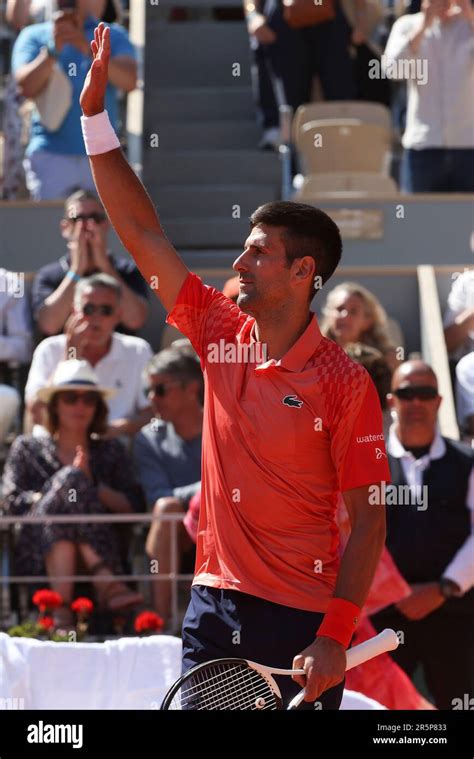 Paris France 04th June 2023 Novak Djokovic Of Serbia Celebrates His