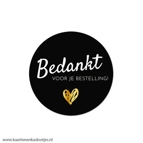 Stickers Rond Mm Bedankt Voor Je Bestelling Zwart Goudfolie